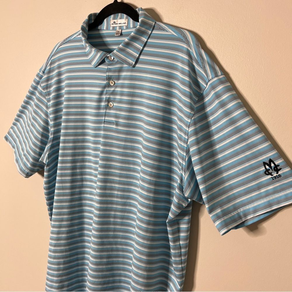 Peter Millar Men’s Blue White Striped Polo Golf Shirt‎ Size Extra Large - Picture 3 of 7